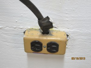Wall outlets added in the 1950's, replaced with coded boxes, the right amount of power in the right places.