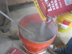 Pouring the mix into the water