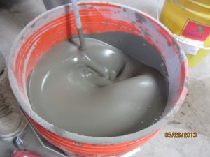 Mixing our concrete pancake batter