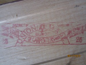 Carpenter's union stamp.