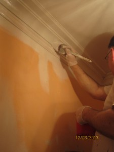 Semi-gloss on the crown moulding.