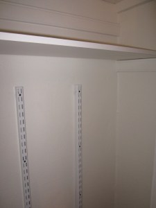 Straight forward shelving brackets. Utilitarian in look and purpose.